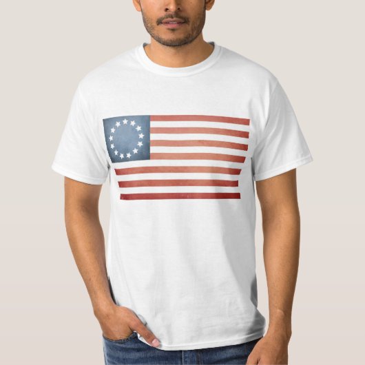 Revolutionaire Oorlog Betsy Ross Faded Amerikaanse T-shirt (Voorkant)