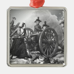 Revolutionaire Oorlog Molly Pitcher Cannon Ornamen Metalen Ornament