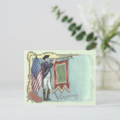 Revolutionaire Oorlog Soldaat Amerikaanse Vlag Hoo Briefkaart (Staand voorkant)