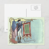 Revolutionaire Oorlog Soldaat Amerikaanse Vlag Hoo Briefkaart (Voorkant / Achterkant)