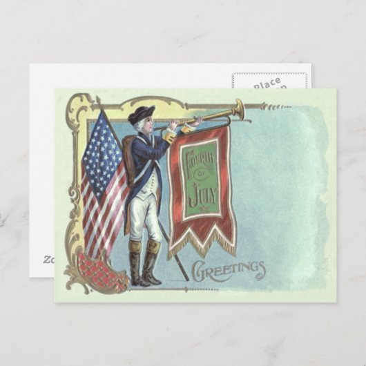 Revolutionaire Oorlog Soldaat Amerikaanse Vlag Hoo Briefkaart (Voorkant / Achterkant)