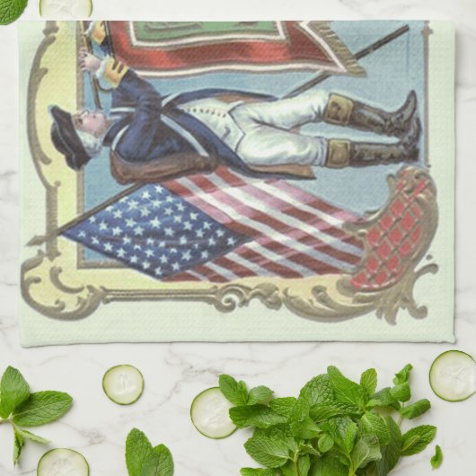 Revolutionaire Oorlog Soldaat Amerikaanse Vlag Hoo Theedoek (Gevouwen)