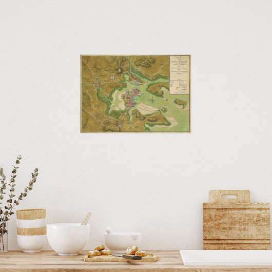 Revolutionaire Oorlogskaart van Boston Harbour 177 Poster (Keuken)