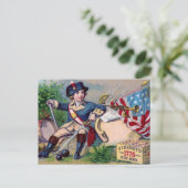 Revolutionaire Oorlogspatriottische jongen vlaggen Briefkaart (Staand voorkant)