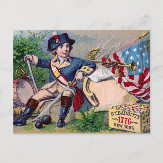 Revolutionaire Oorlogspatriottische jongen vlaggen Briefkaart (Voorkant)