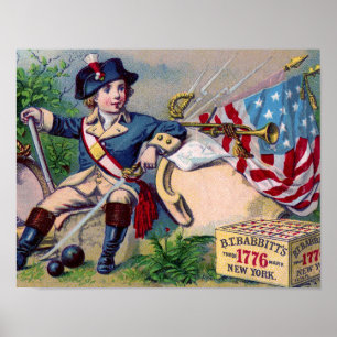 Revolutionaire Oorlogspatriottische jongen vlaggen Poster