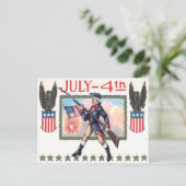 Revolutionaire Oorlogssoldaat Amerikaans Vlag Schi Briefkaart (Staand voorkant)