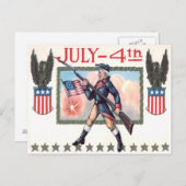 Revolutionaire Oorlogssoldaat Amerikaans Vlag Schi Briefkaart (Voorkant / Achterkant)