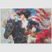 Revolutionaire Patriot vrouw te paard Decoupage Tissuepapier (Voorkant)