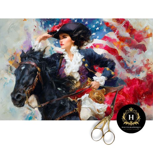 Revolutionaire Patriot vrouw te paard Decoupage Tissuepapier