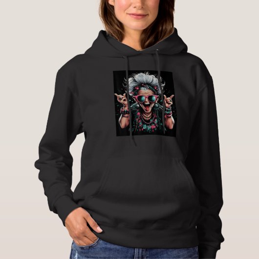 Revolutionary Grandma Dive into the Punk Scene Des Hoodie (Voorkant)