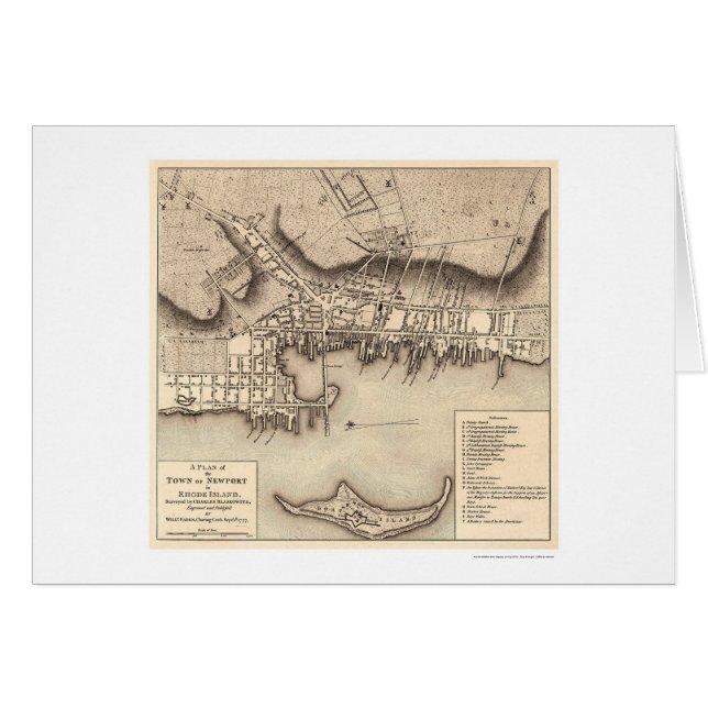 Revolutionary War Newport Map - 1777 (Voorkant Horizontaal)