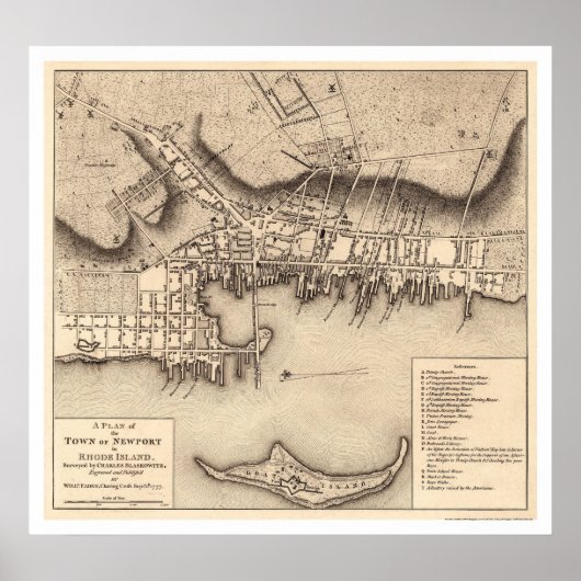 Revolutionary War Newport Map - 1777 Poster (Voorkant)