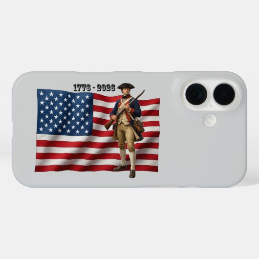 Revolutionary War Soldier & American Flag 250 URM Case-Mate iPhone Case (Achterkant (horizontaal))