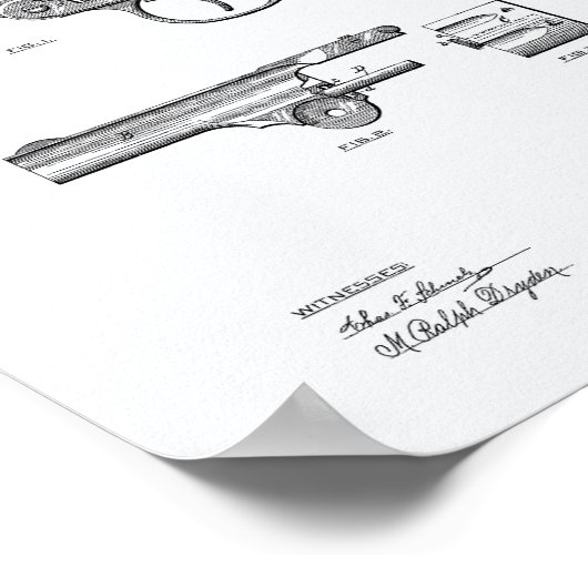 Revolver 1887 Whitepaper over patentkunst Poster (Hoek)