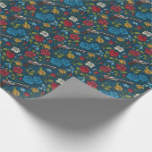 revolver bloem met Rozen donkerblauw Cadeaupapier (Hoek)