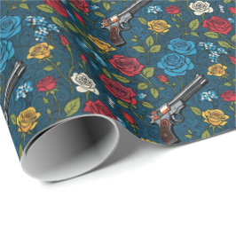 revolver bloem met Rozen donkerblauw Cadeaupapier