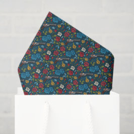revolver bloem met Rozen donkerblauw Tissuepapier