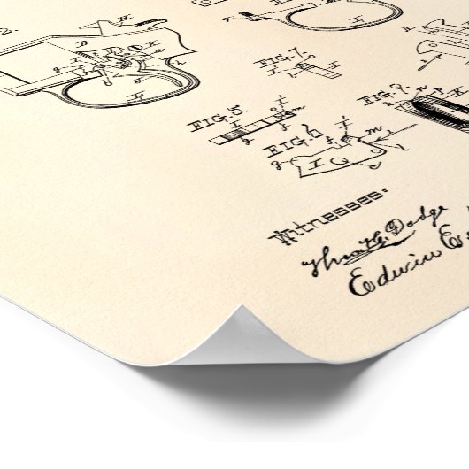 Revolver Fire Arm 1880 Patent Art Old Peper Poster (Hoek)