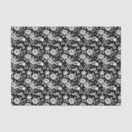  Revolver Floral Illustration Zwart Wit Tissuepapier