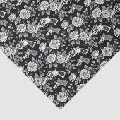  Revolver Floral Illustration Zwart Wit Tissuepapier (Detail)