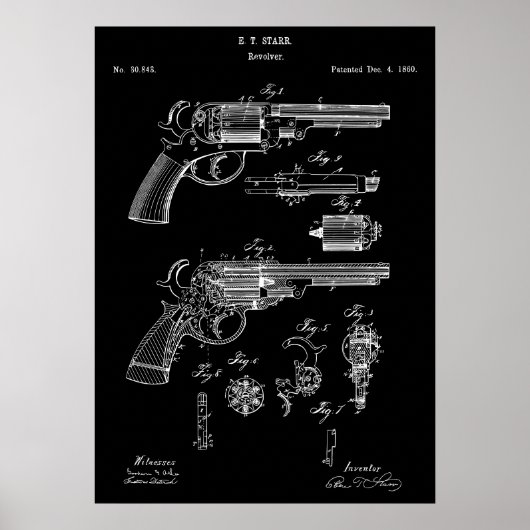 Revolver Gun Patent Poster (Voorkant)