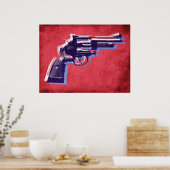 Revolver op rood poster (Keuken)