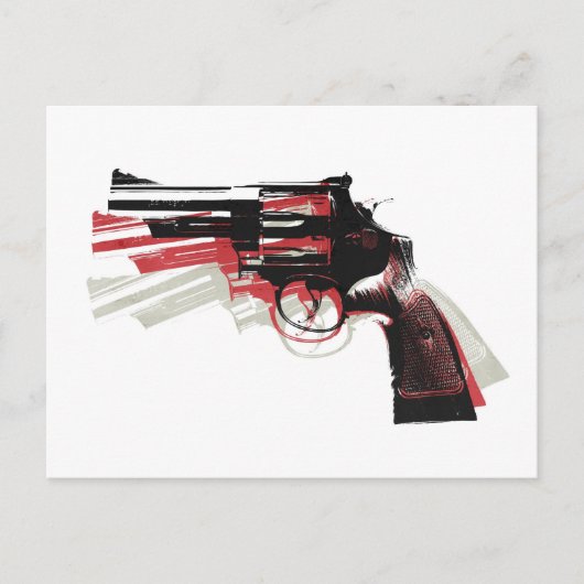 Revolver op wit briefkaart (Voorkant)