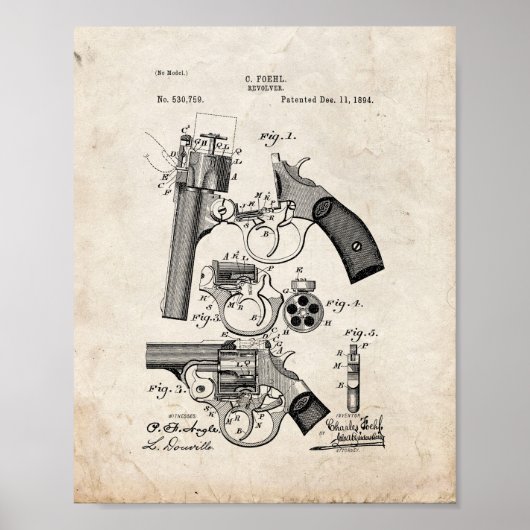 Revolver Patent - Oude look Poster (Voorkant)