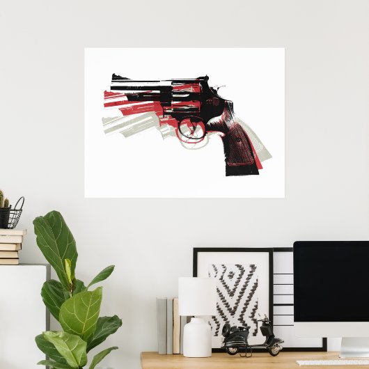 Revolver Pistol Pistool op wit Poster (Thuiskantoor)