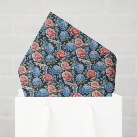  revolverbloem met kant en bloemetjes tissuepapier (Cadeauzakje)