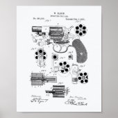 Revolving Fire Arm 1881 Patent Art - Witboek Poster (Voorkant)