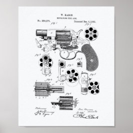 Revolving Fire Arm 1881 Patent Art - Witboek Poster