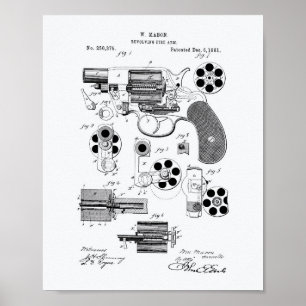 Revolving Fire Arm 1881 Patent Art - Witboek Poster