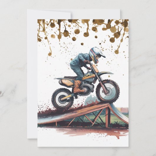 Revved Up Racer: Verjaardag motorfiets Bash Kaart (Achterkant)