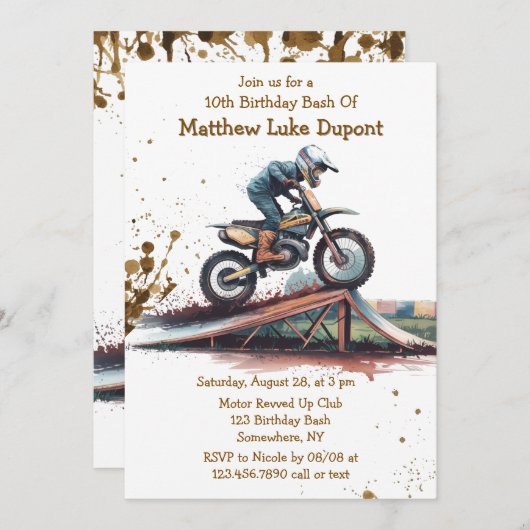 Revved Up Racer: Verjaardag motorfiets Bash Kaart (Voorkant / Achterkant)
