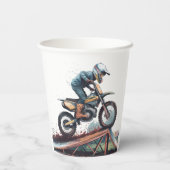 Revved Up Racer: Verjaardag motorfiets Bash Papieren Bekers (Achterkant)