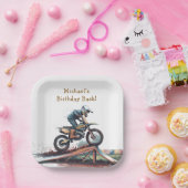 Revved Up Racer: Verjaardag motorfiets Bash Papieren Bordje (Feest)