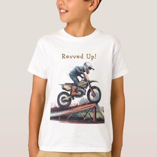 Revved Up Racer: Verjaardag motorfiets Bash T-shirt (Voorkant)