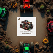 "Revved Up & Ready to Roll" Monster Truck Verjaard Bedankjes Labels