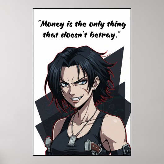 Revy – Black Lagoon Money Quote Motivation Poster (Voorkant)