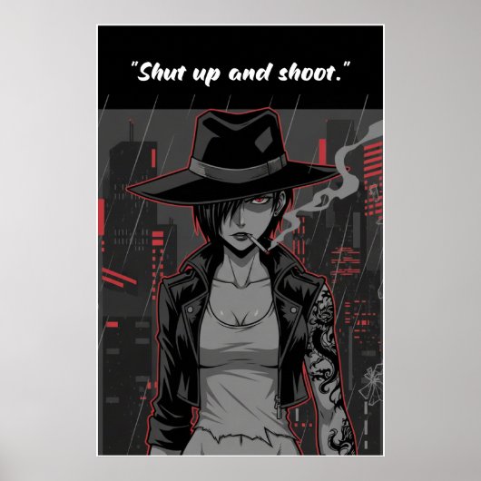 Revy – Shut Up and Shoot Quote Poster | Anime Wall (Voorkant)
