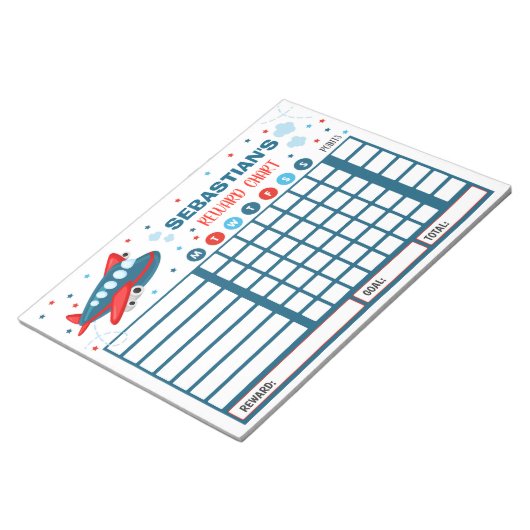 Reward Chart Airplane Personated Chore Chart Notitieblok (Schuin)