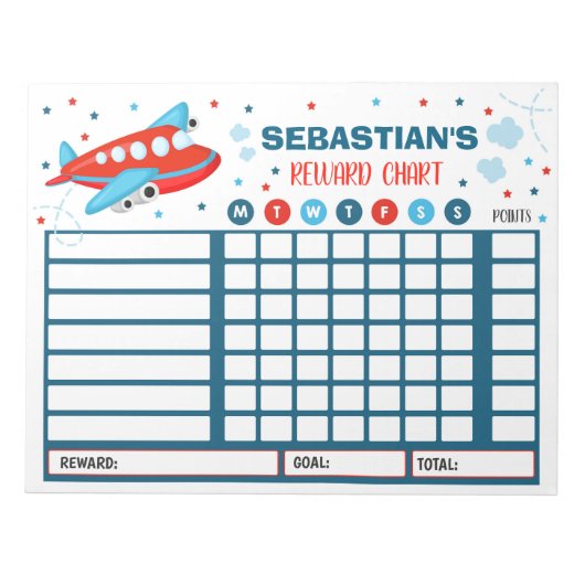 Reward Chart Airplane Personated Chore Chart Notitieblok (Voorkant)