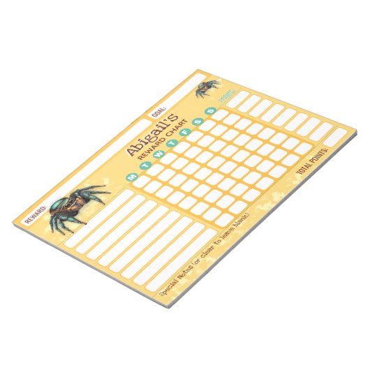 Reward Chart Jumping Spider Personalized Chores Notitieblok (Schuin)
