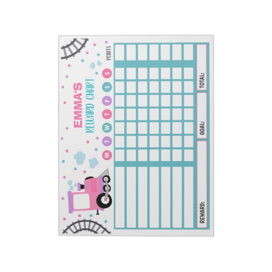 Reward Chart Monster Train Personalized Chores Notitieblok (Linkerzijde)