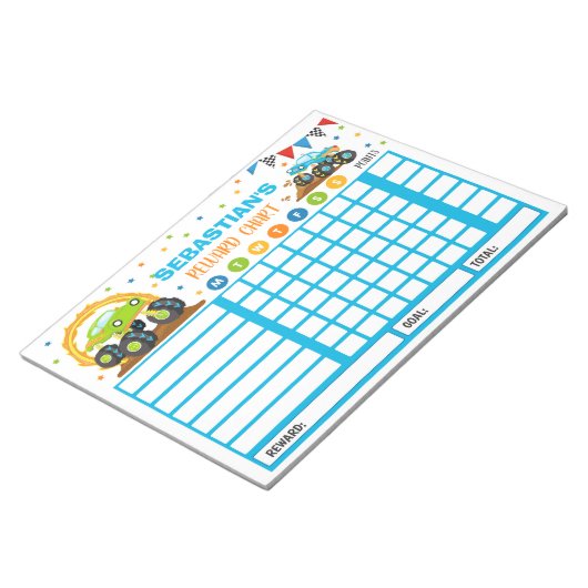 Reward Chart Monster Truck Personalized Chores Notitieblok (Schuin)