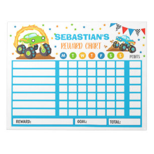 Reward Chart Monster Truck Personalized Chores Notitieblok