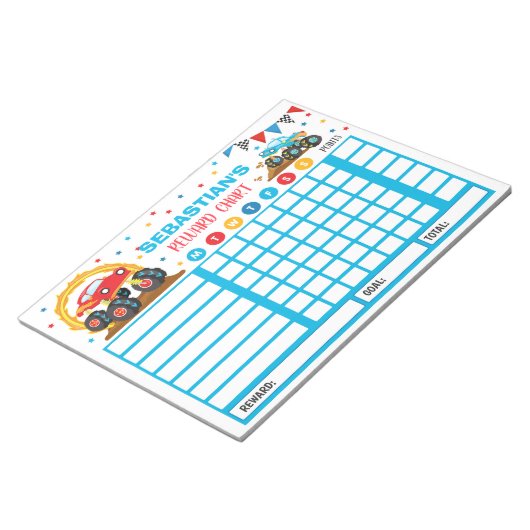 Reward Chart Monster Truck Personalized Chores Notitieblok (Schuin)