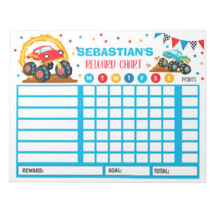 Reward Chart Monster Truck Personalized Chores Notitieblok